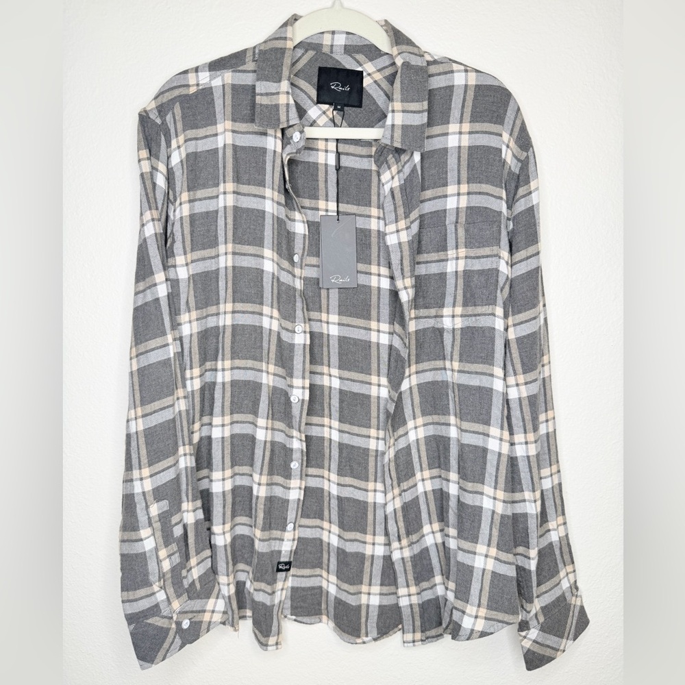 NWT RAILS ‘Lennox Shirt’ Grey Plaid Flannel Shirt Size Medium $138 Sold Out